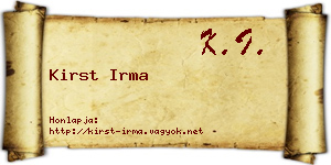 Kirst Irma névjegykártya